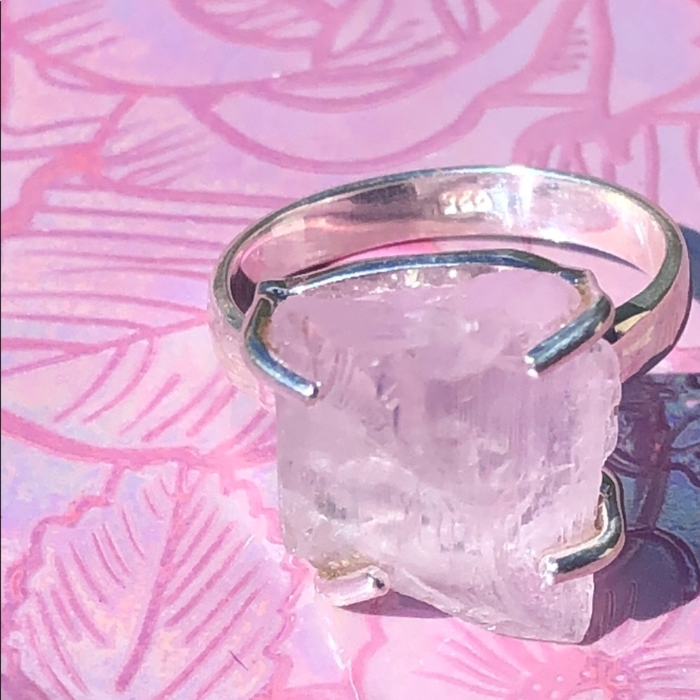 BOUTIQUE ROUGH KUNZITE 925 STERLING SILVER RING, 7 - Picture 4 of 7